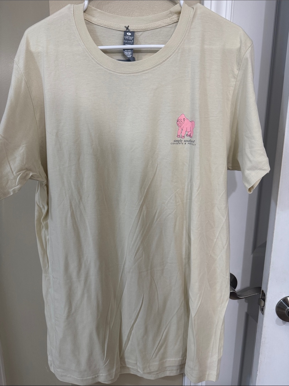 Simply Southern Cream Tee with Pink Floral Gorillas